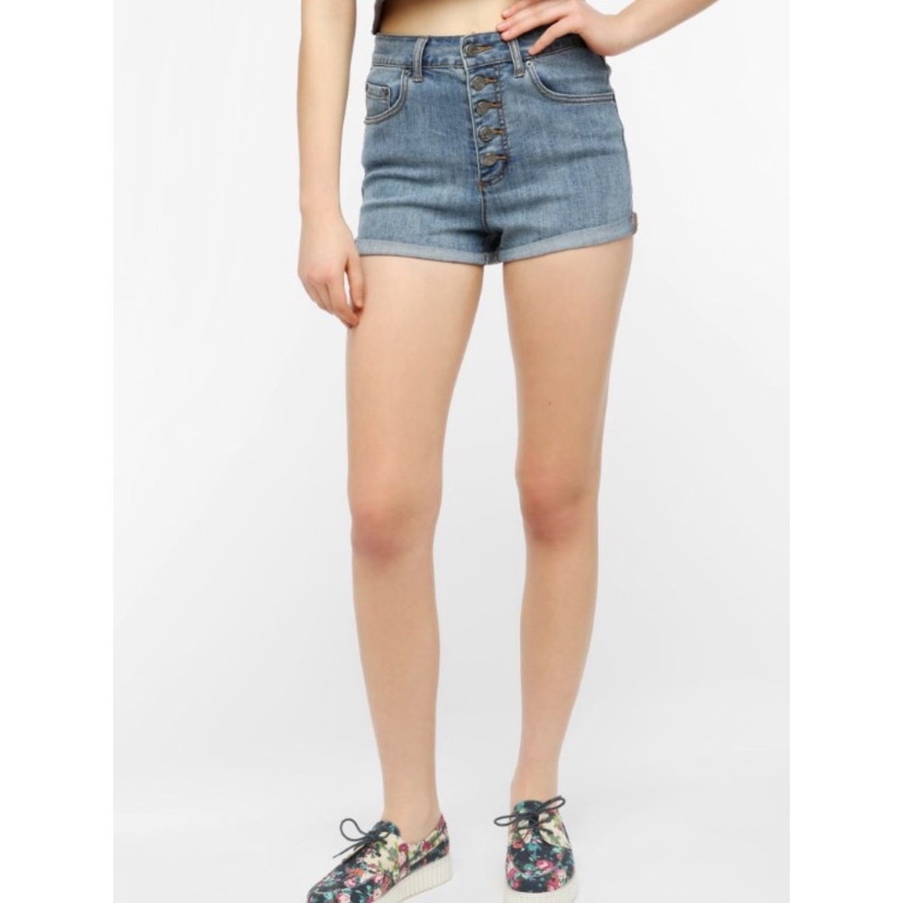 BDG high waisted button fly denim shorts